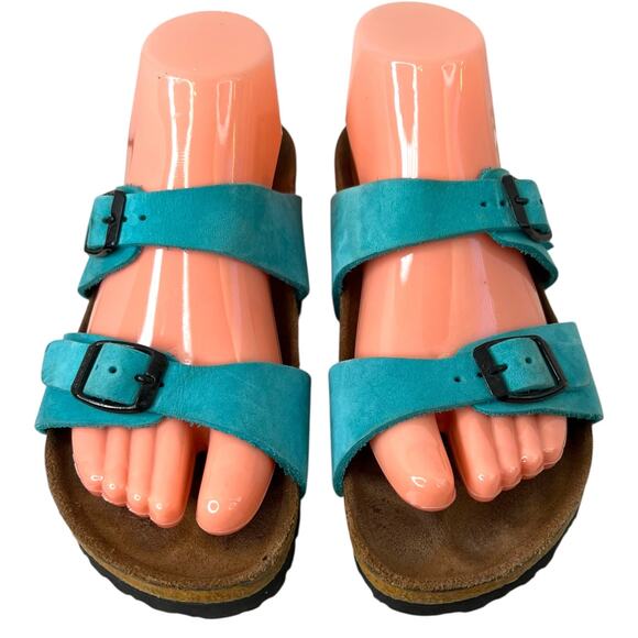 BIRKENSTOCK Arizona Turquoise Suede Leather Sandals Women’s Size EU 38 US 7–7.5 - Picture 4 of 11
